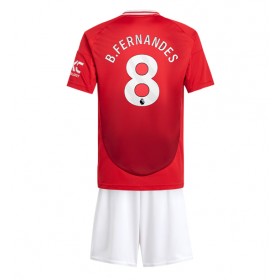 Manchester United Bruno Fernandes #8 Hemmakläder Barn 2024-25 Kortärmad (+ Korta byxor)